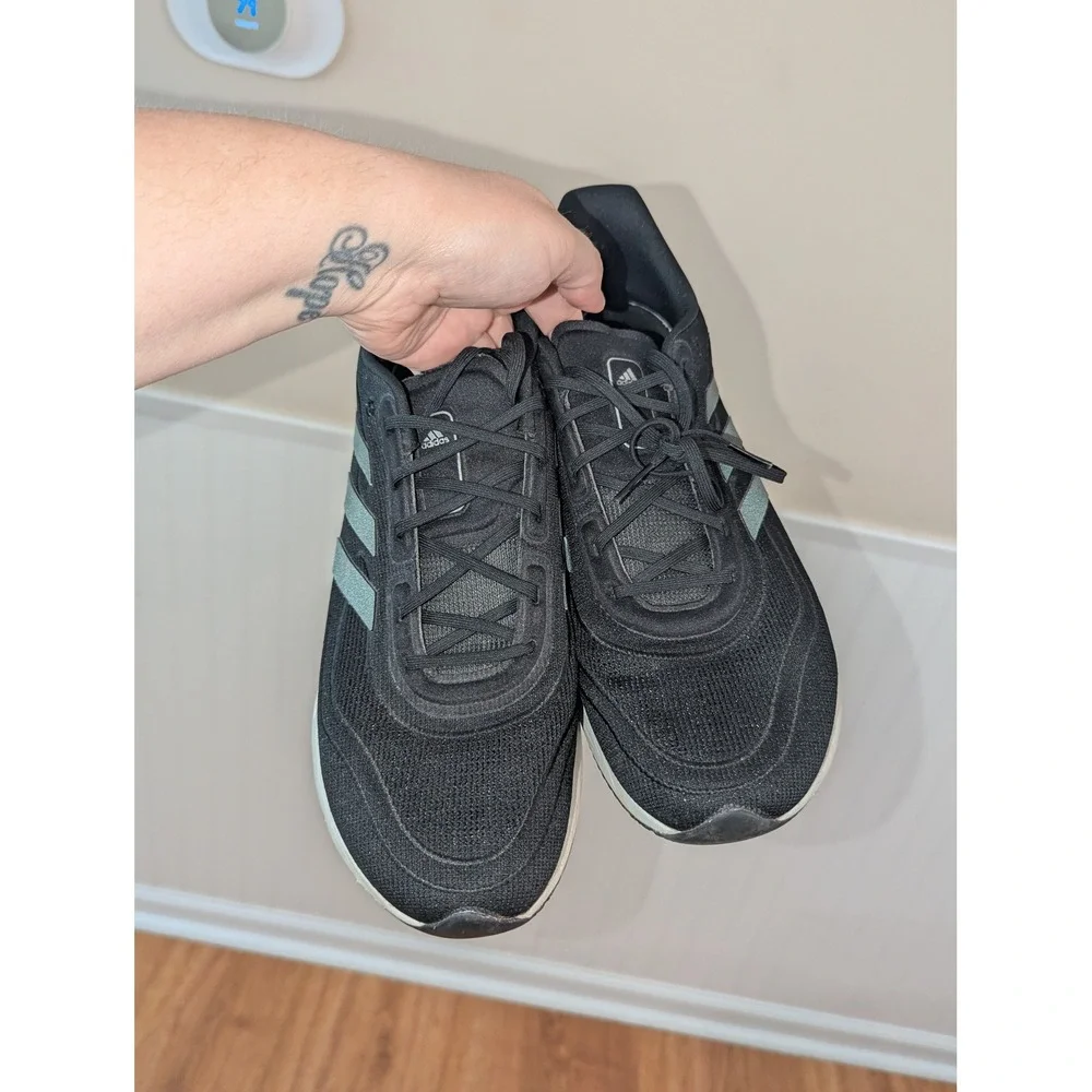 Adidas Supernova Running Shoes Black Mesh Boost Cushioning Size 12 EG5401